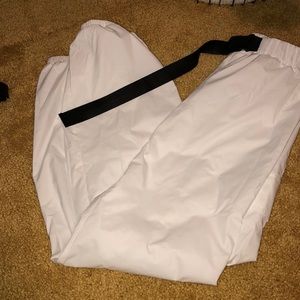 white windbreaker pants